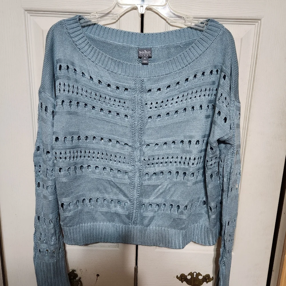 Soho Women's Knit Sweater in Soft Blue - Picture 1 of 9